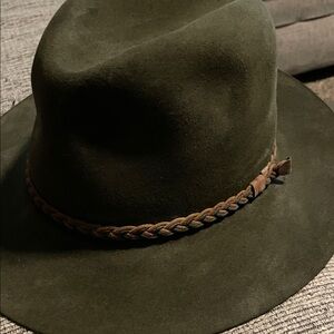 Baileys Beaver Brand- Olive Green Fedora Hat with Braided Band